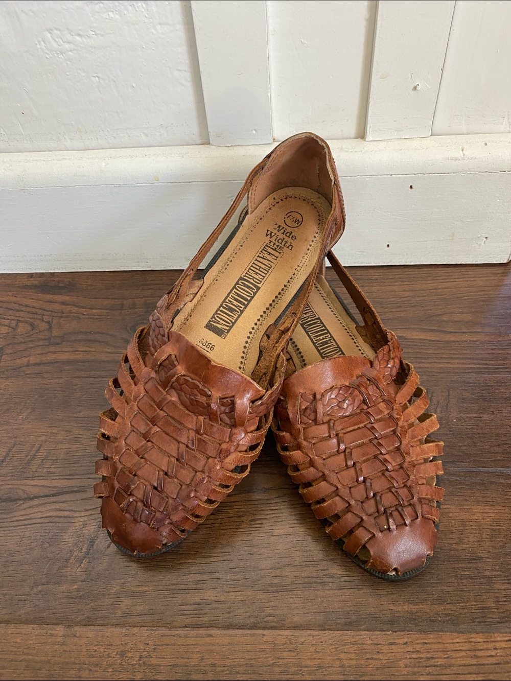 The Leather Collection Loafers Braided Leather Women's Size 7.5 Wide